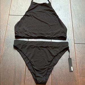 Myra Swim  Black High-Neck Bikini Set
